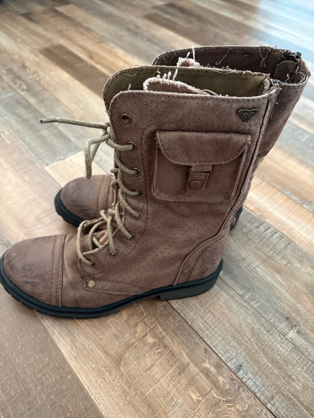 Roxy Brown Lace-Up Suede Combat Boot